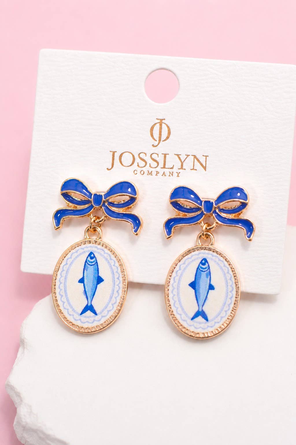 Bow Drop Enamel Charm Statement Earrings