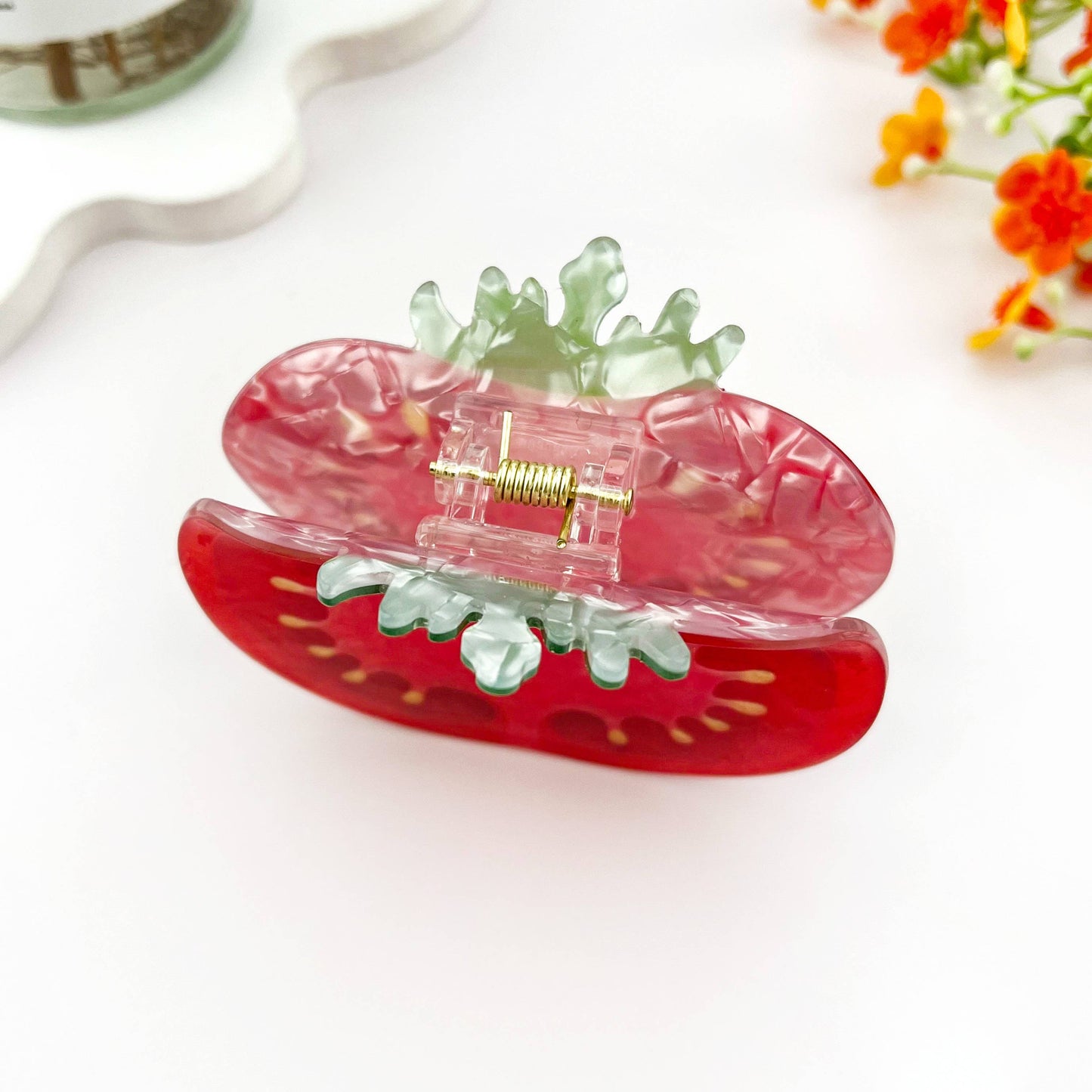 Half Tomato Print Acetate Claw Clip Fresh Summer Style