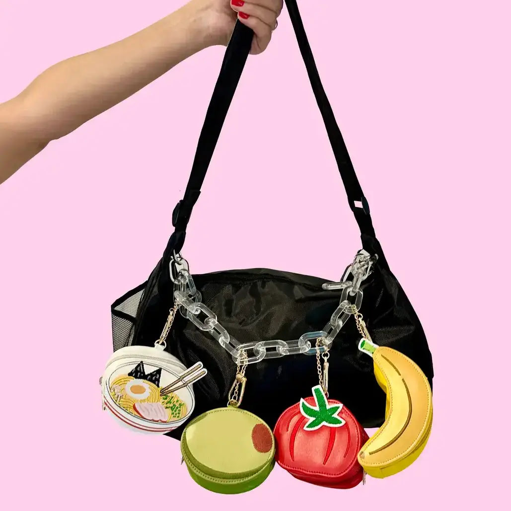 2-in-1 Bag Charm & Reusable Shopper Bag - Hamburger