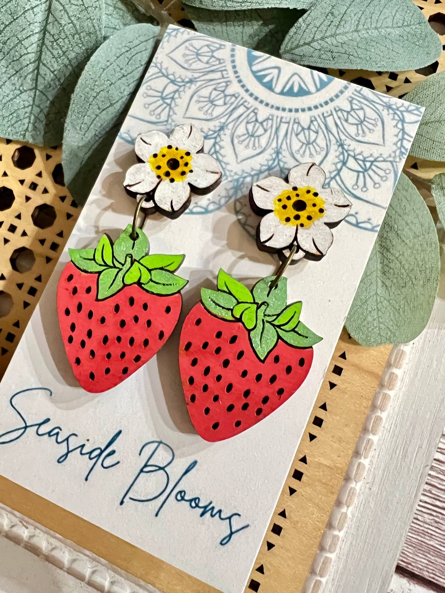Strawberry hand painted lightweight maple wood posts