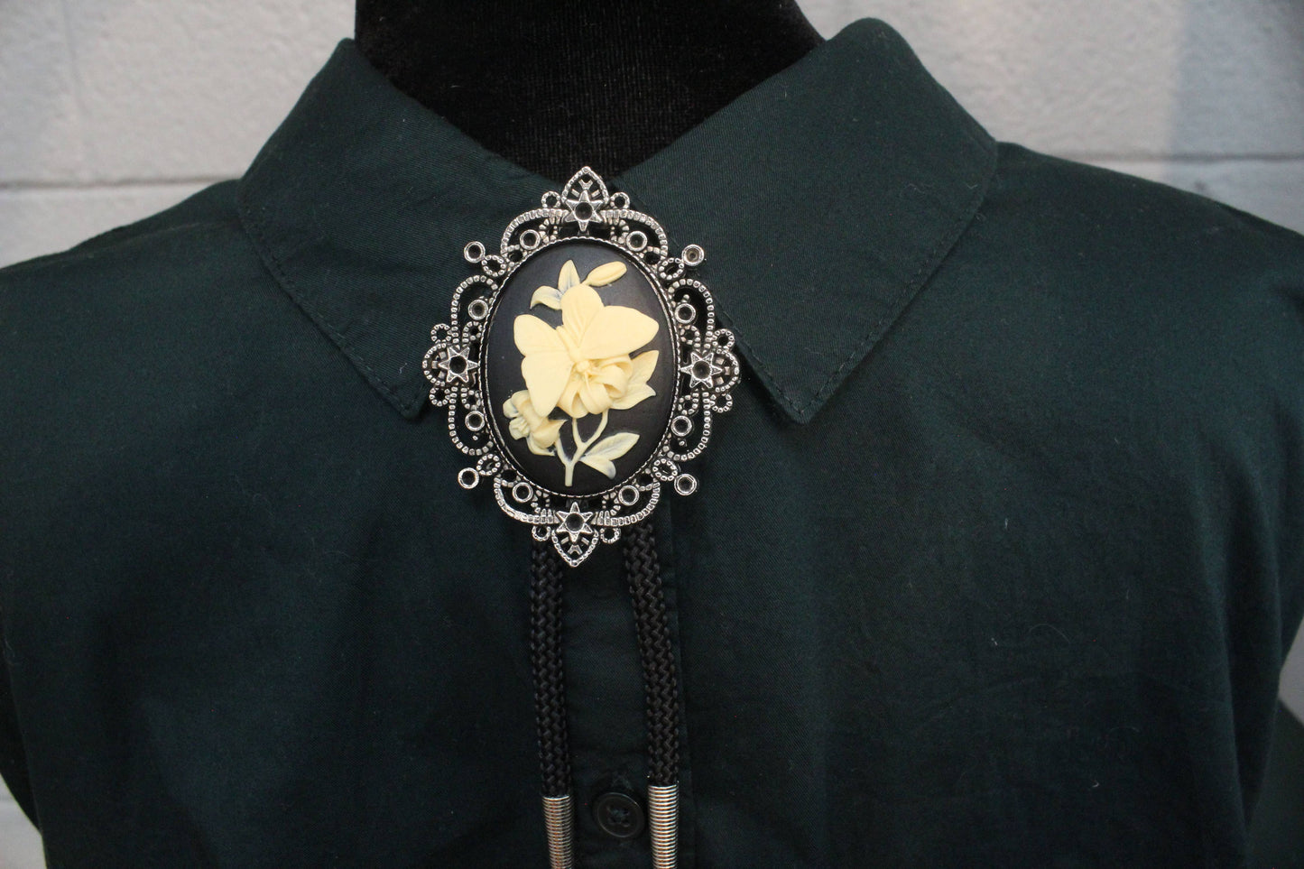 Victorian Bloom Bolo Tie, 36" cord, made in USA