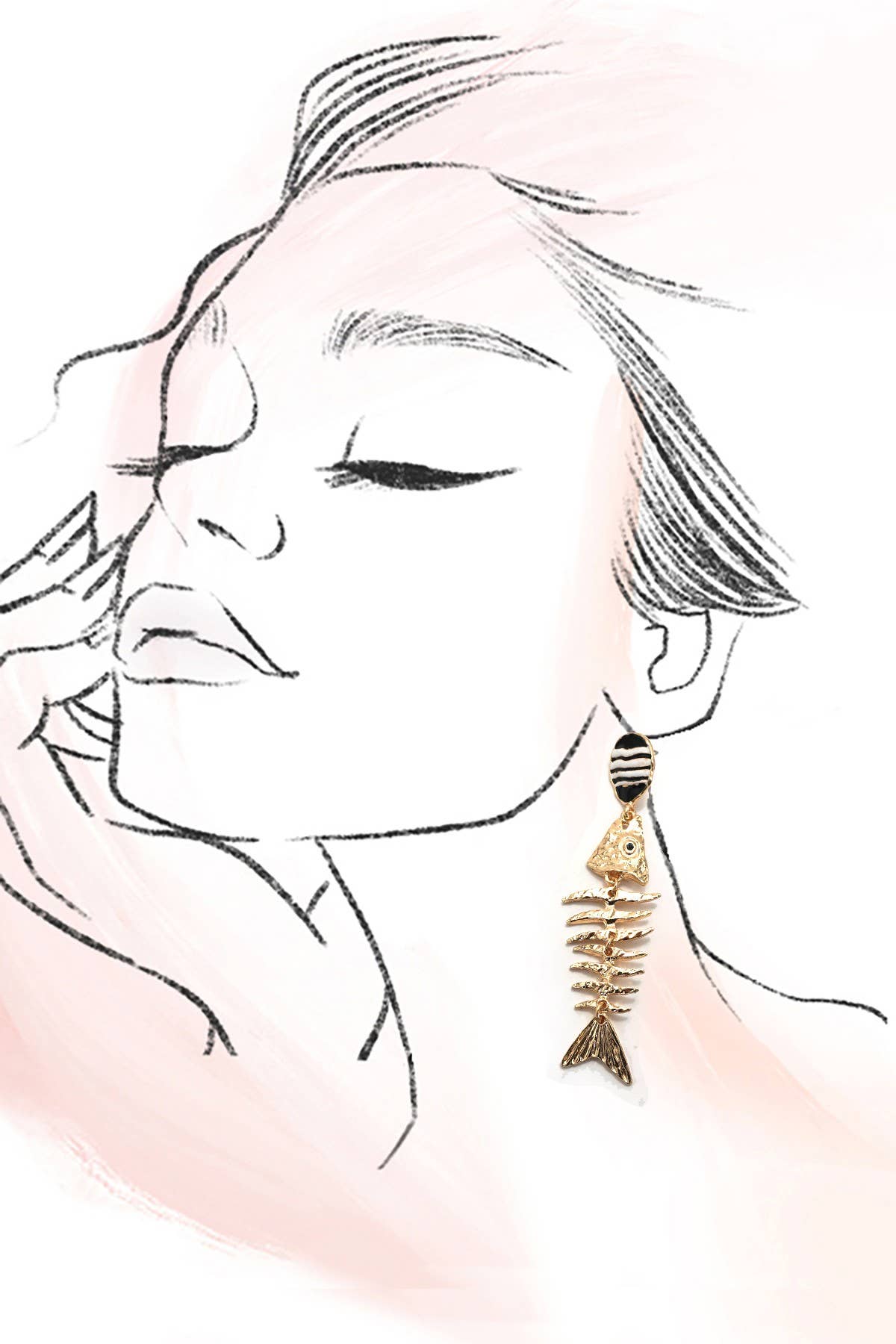 RETRO FISH BONE DROP EARRINGS
