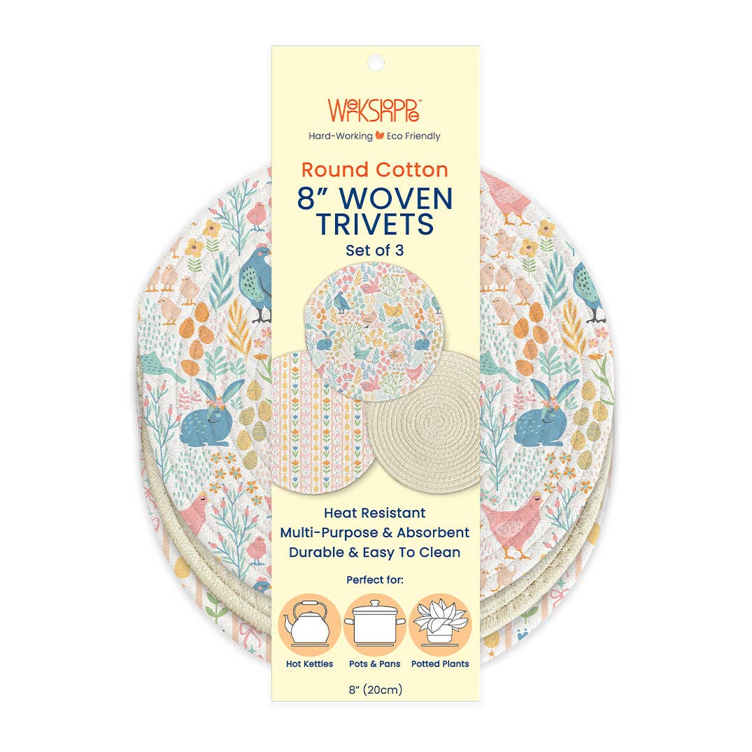Springtime Friends Cotton Kitchen Trivets, Easter Decor