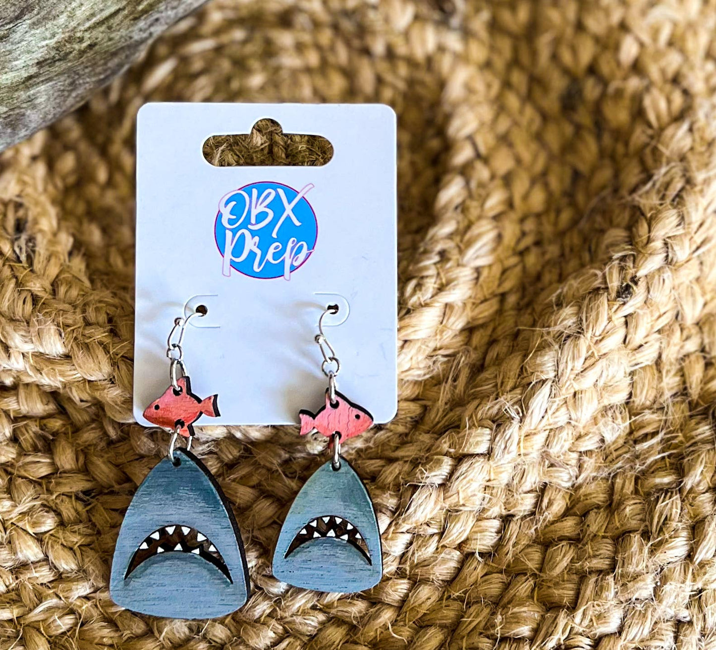 Shark & Fish Hand Painted Dangle Earrings – Handmade
