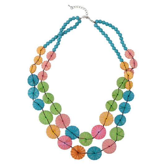 Necklace Wooden Pastel Sunburst