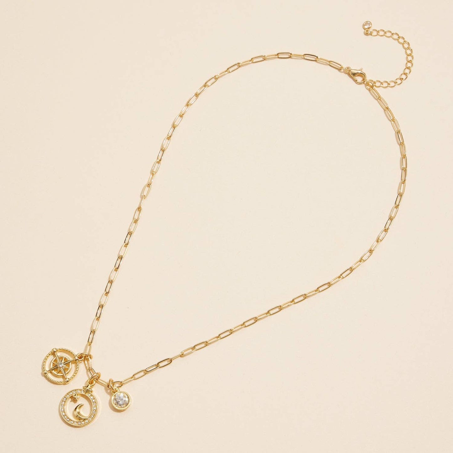 Gold Dipped Moon & Star Charm Necklace