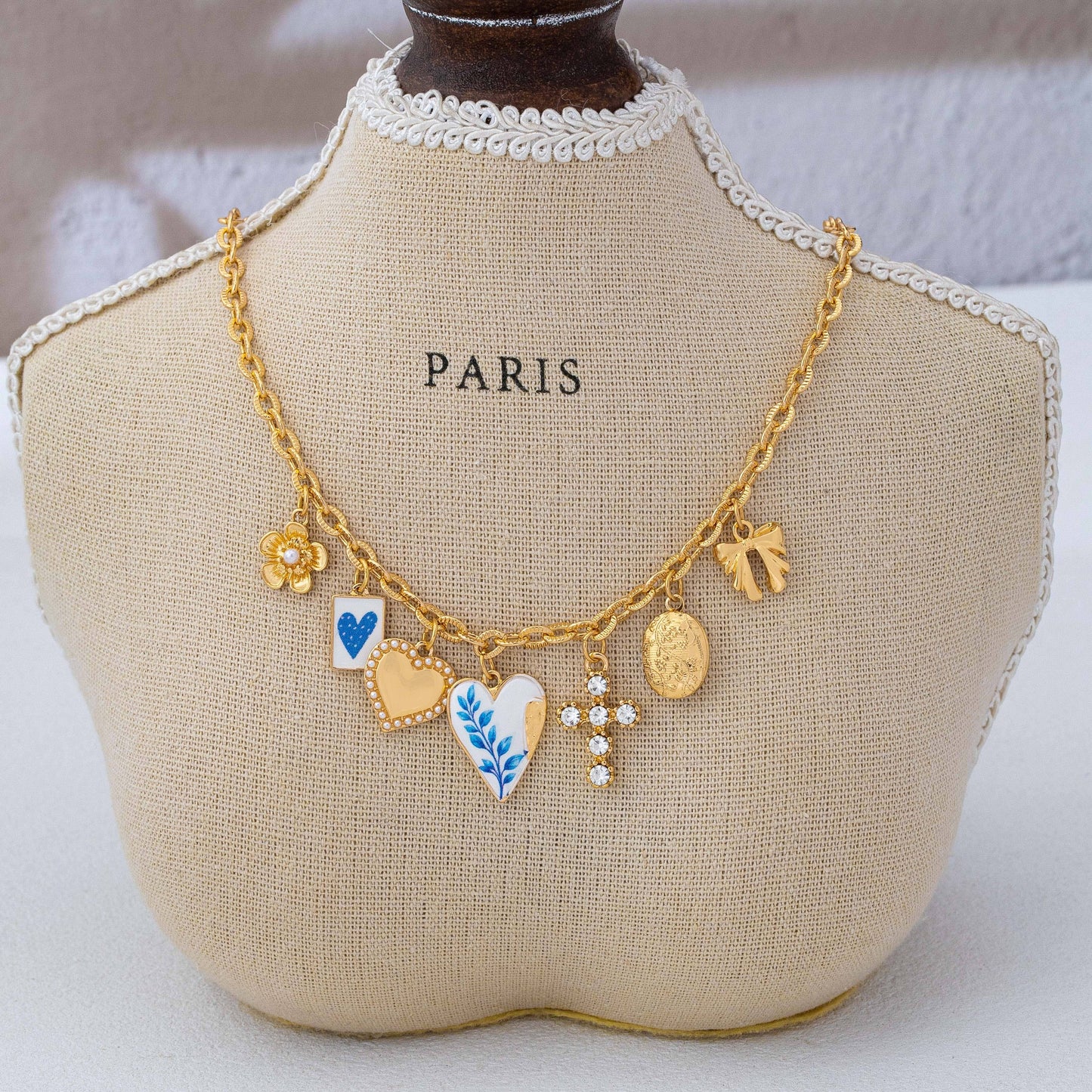 Vintage Coquette Multi-Charm Link Necklace
