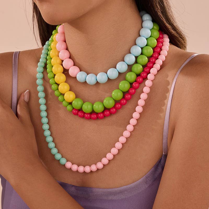 Multi Resin Beaded layered Necklaces