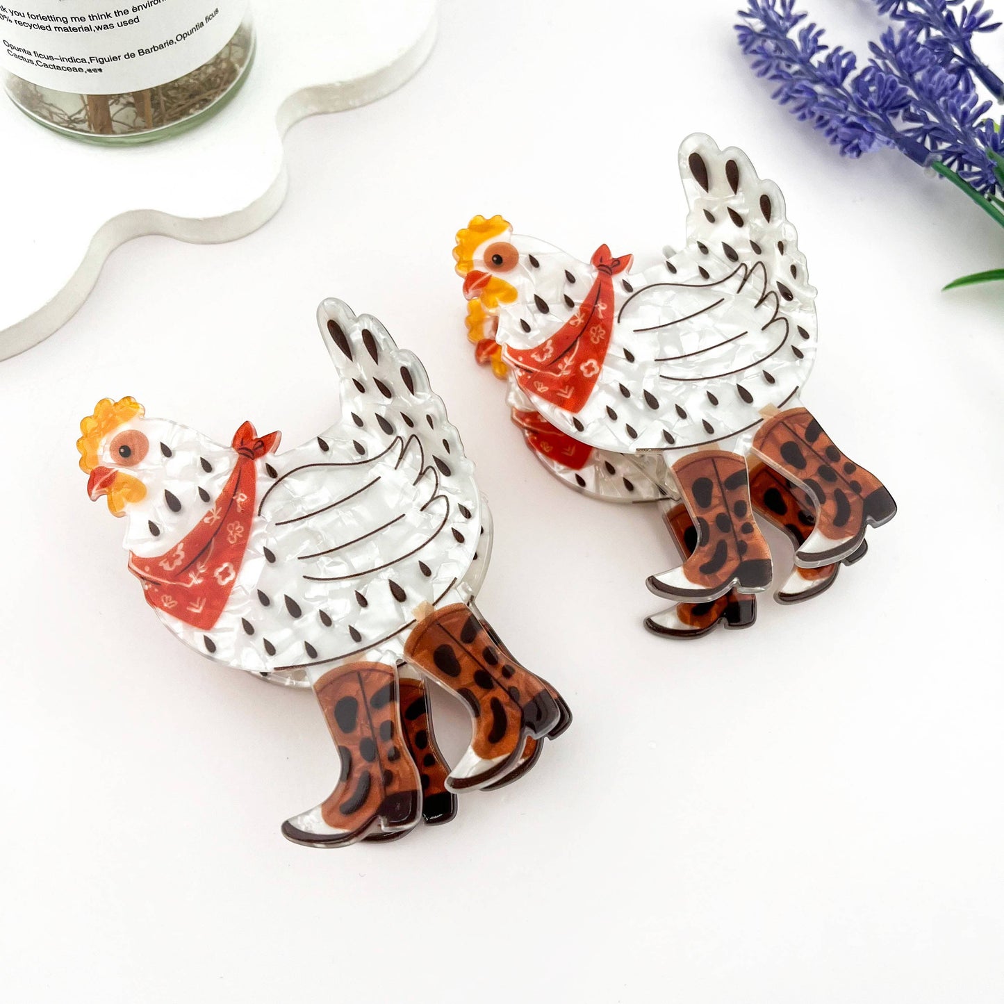 Cowboy Chicken Hair Claw Clip