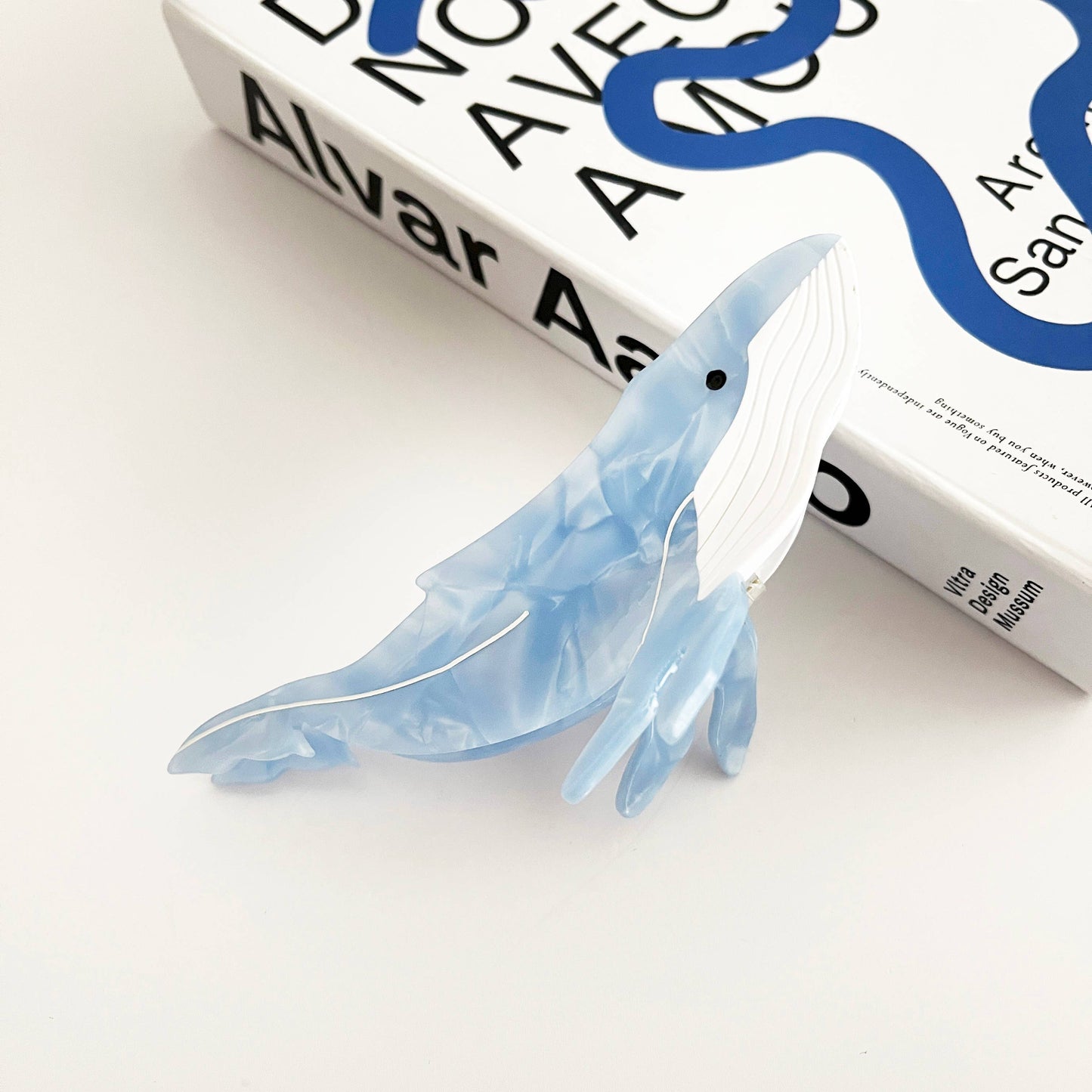 Light Blue Whale Claw Clip,Animal Hair Clip