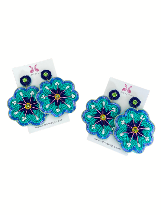 Blue Petunia Flower Earring