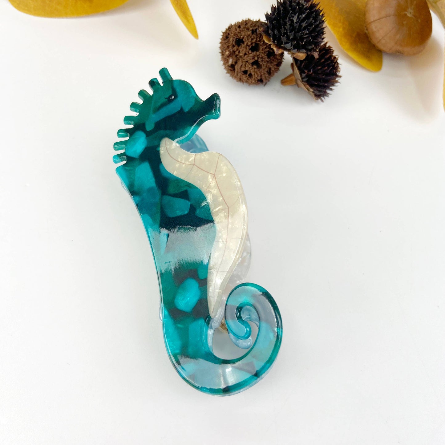 Green Seahorse Hair Claw Clip