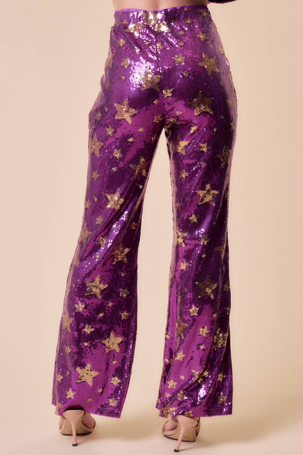 Wide Leg Star Sequin Pants