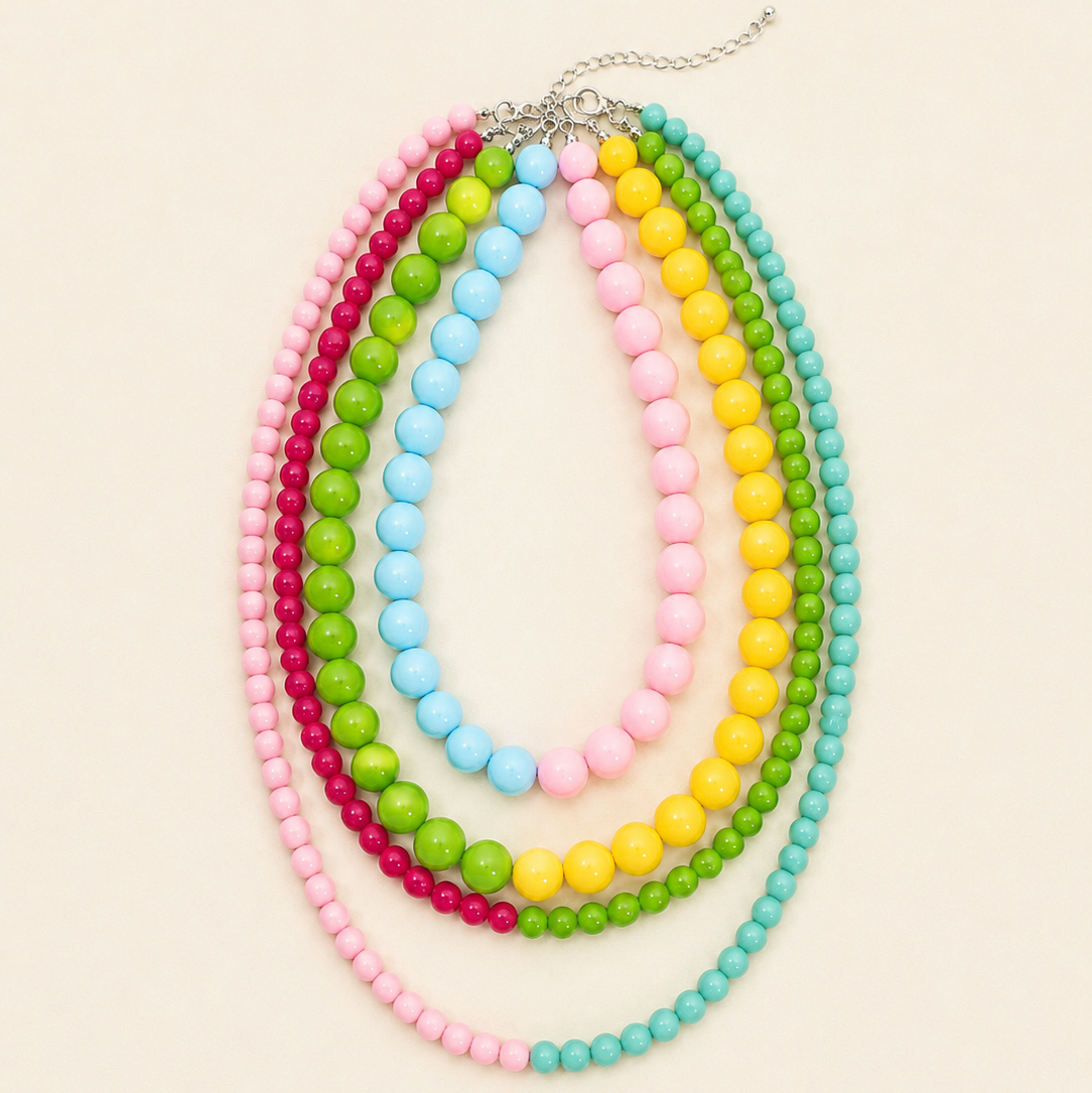 Multi Resin Beaded layered Necklaces