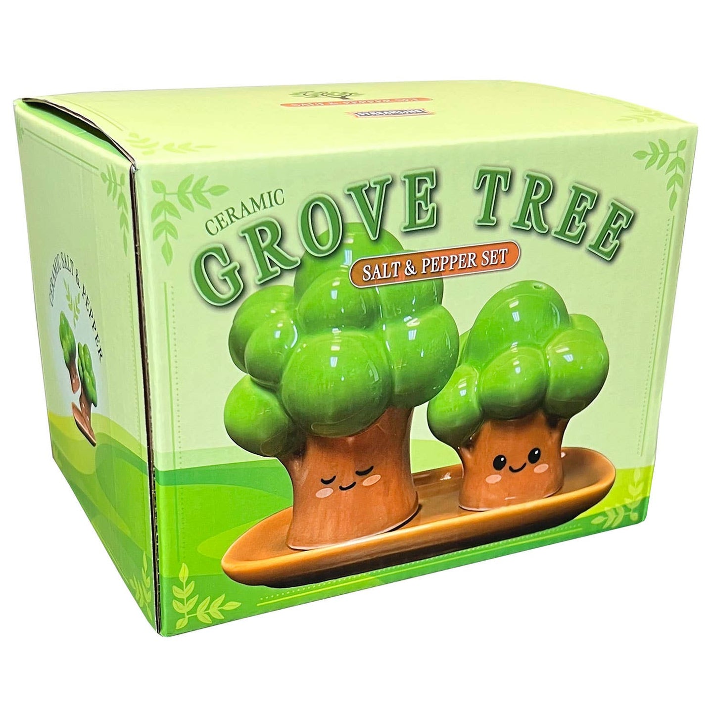 Grove Trees Salt & Pepper Set W/ Plate