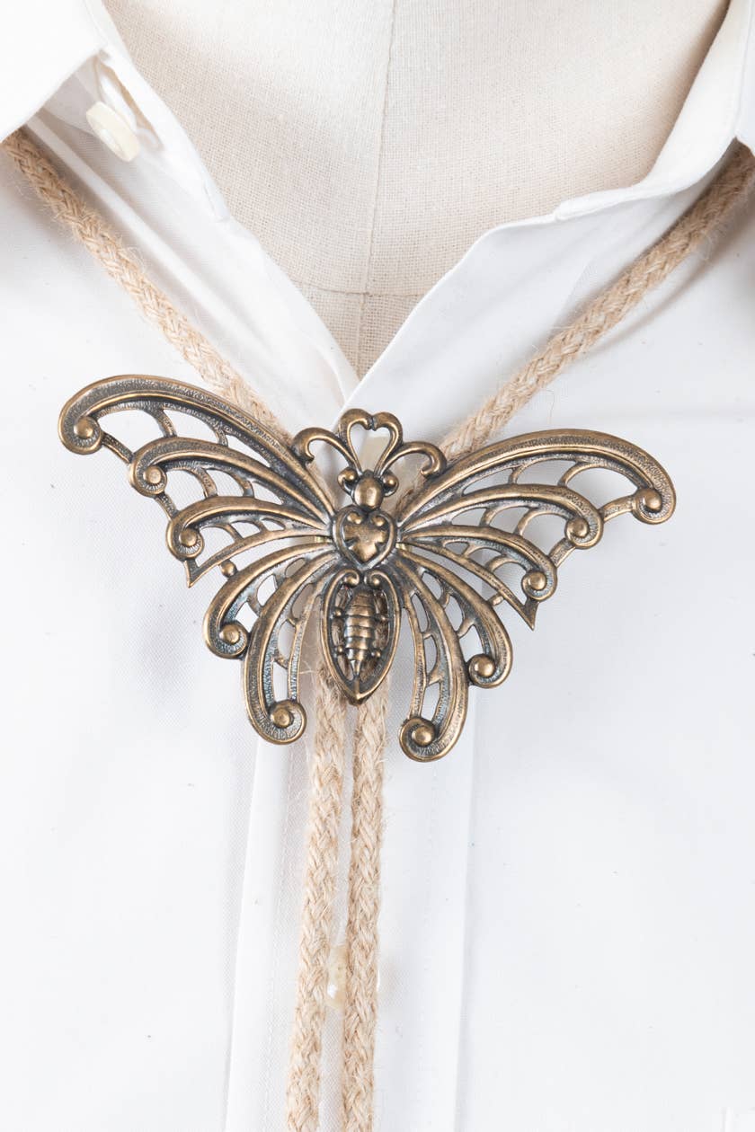 Bolo Butterfly pendant, Brass plated