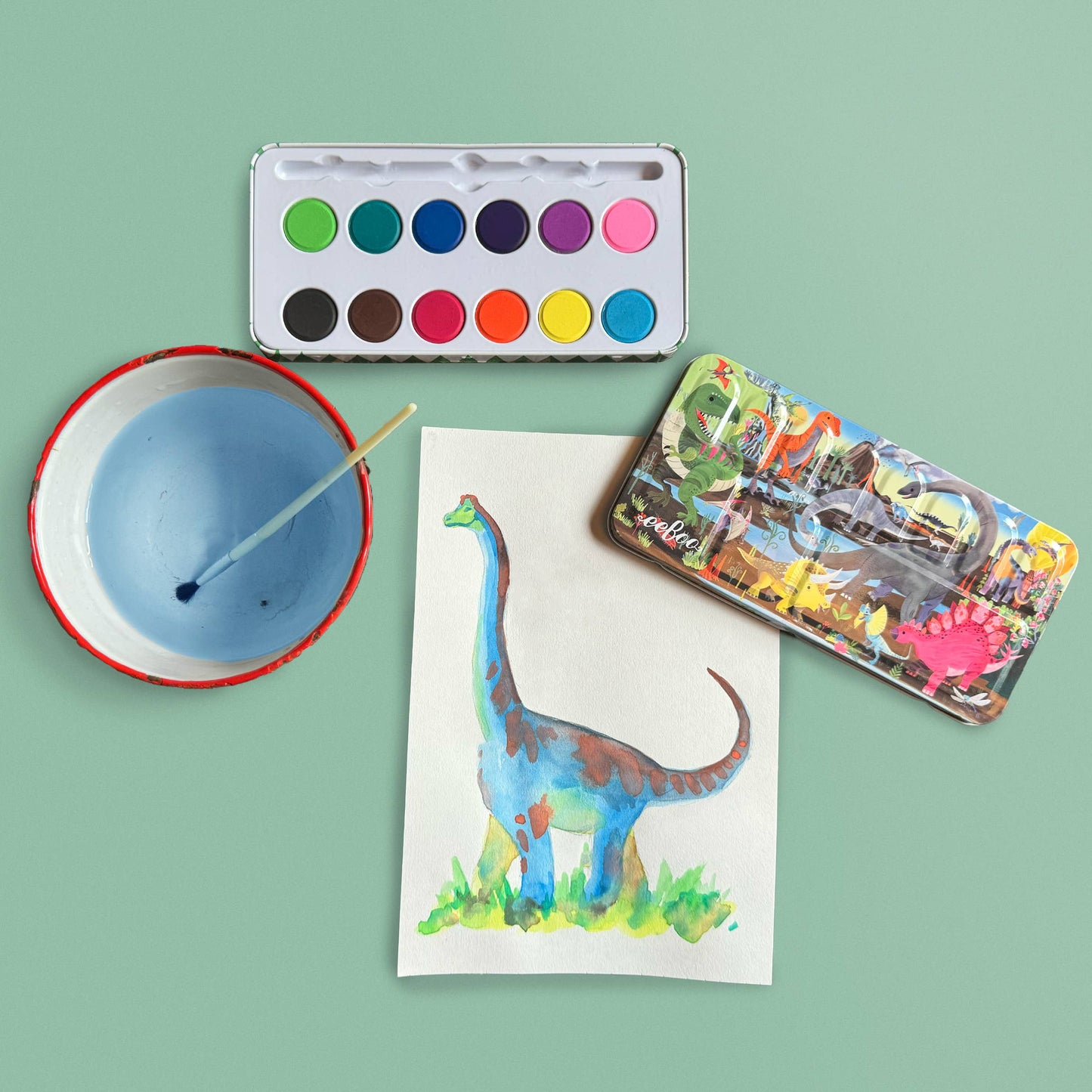 Dinosaur 12 Watercolor Paint Set