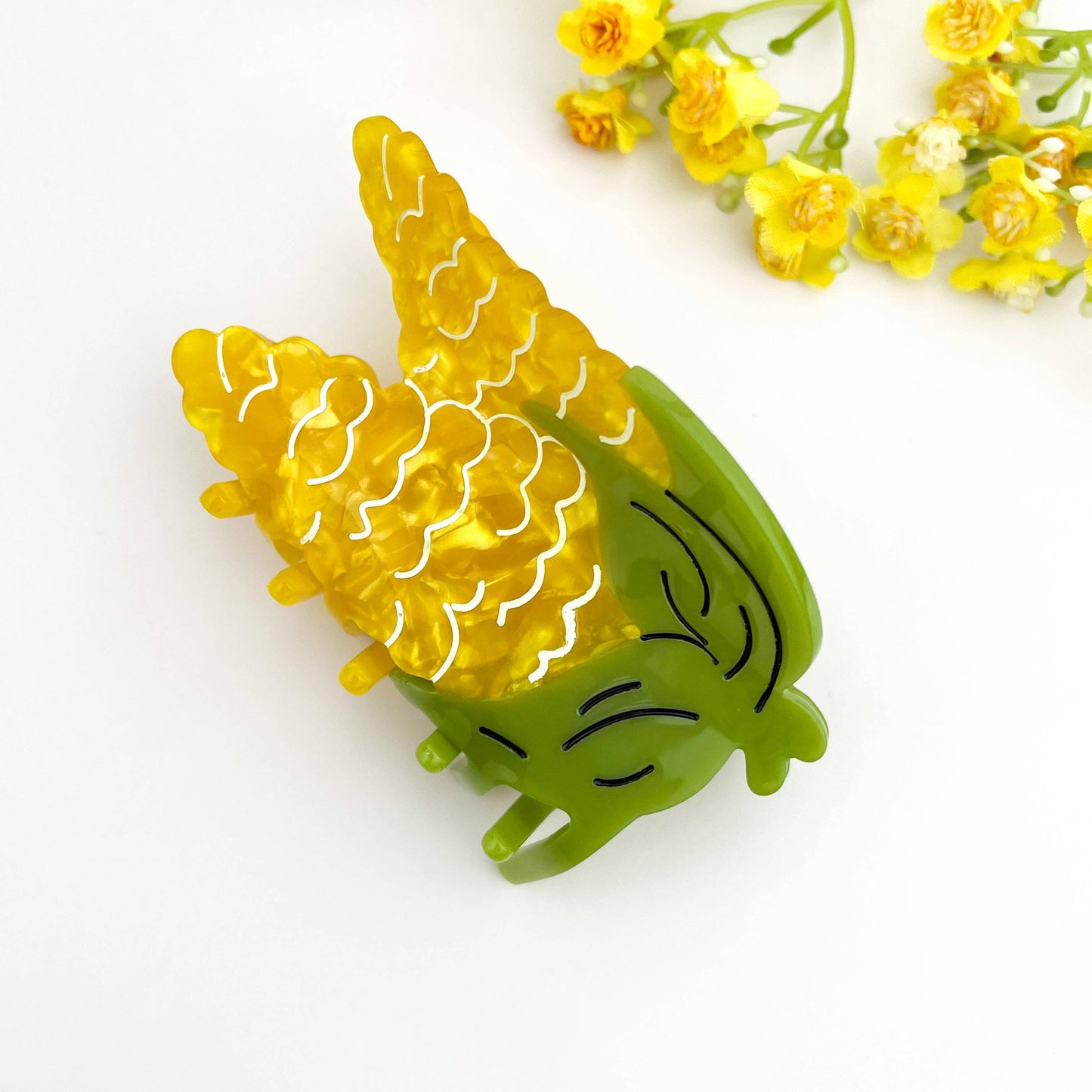 🌽 Corn Hair Claw – Whimsical Acetate Vegetable Clip