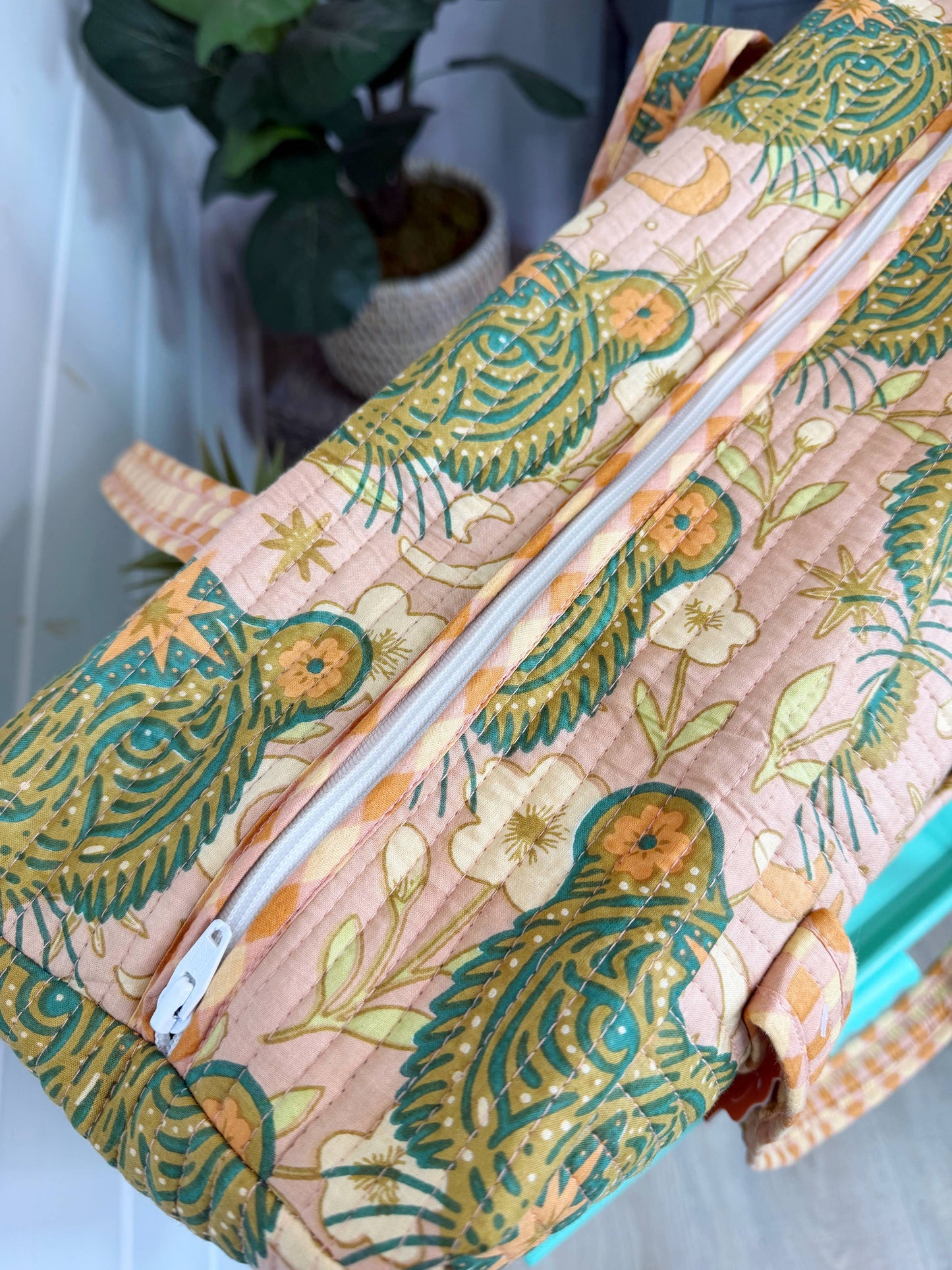 Sandstone Celestial Tiger Quilted Weekender Duffle Bag