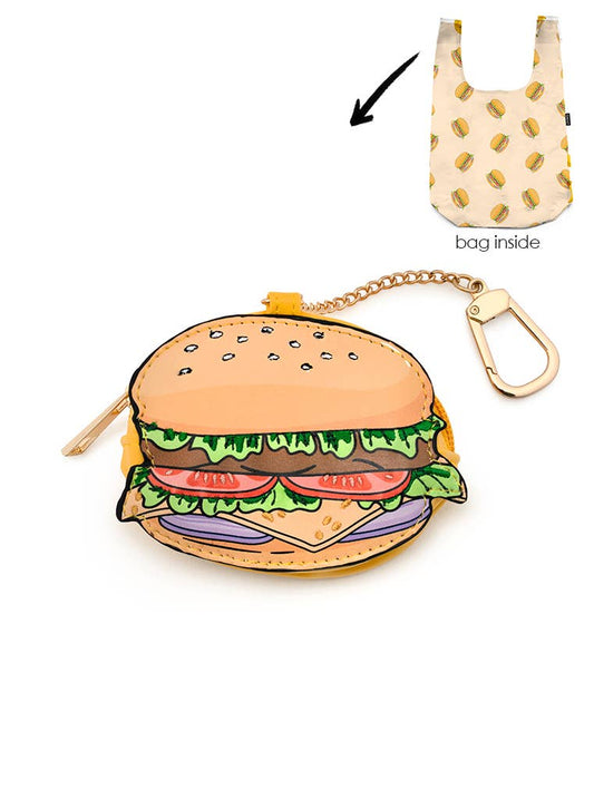 2-in-1 Bag Charm & Reusable Shopper Bag - Hamburger