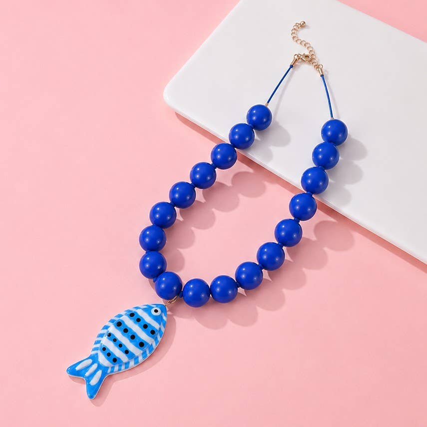 Fish Pendant Beaded Necklace