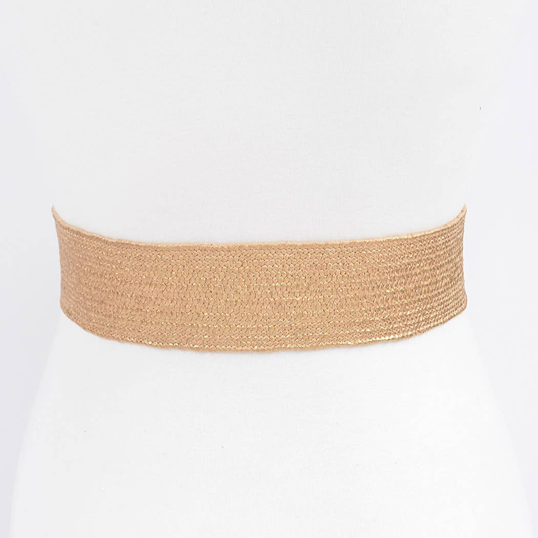 Wide Pearl Buckle Elastic Belt