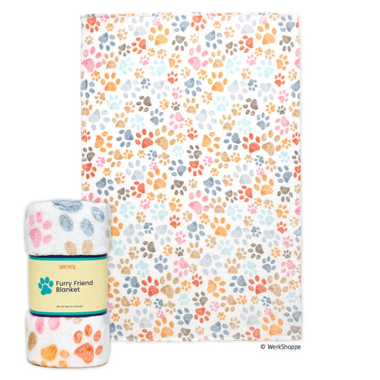 Paw Print Pet Fleece Blanket, Cat and Dog Friendly Throw