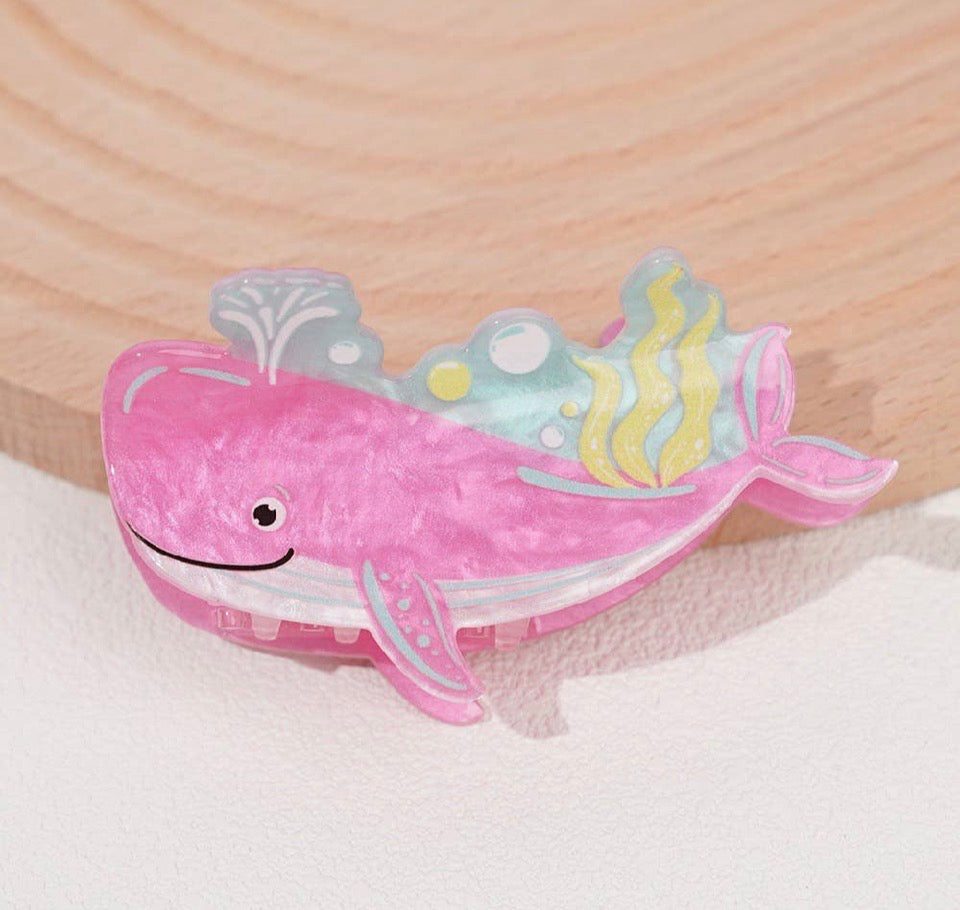 Pink Whale Claw Clip
