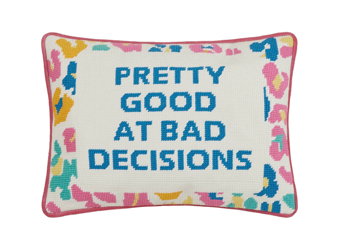 Pretty Good Embroidered Needlepoint Style Pillow