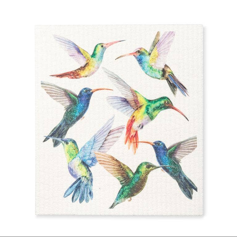 Colorful Hummingbirds Dishcloth