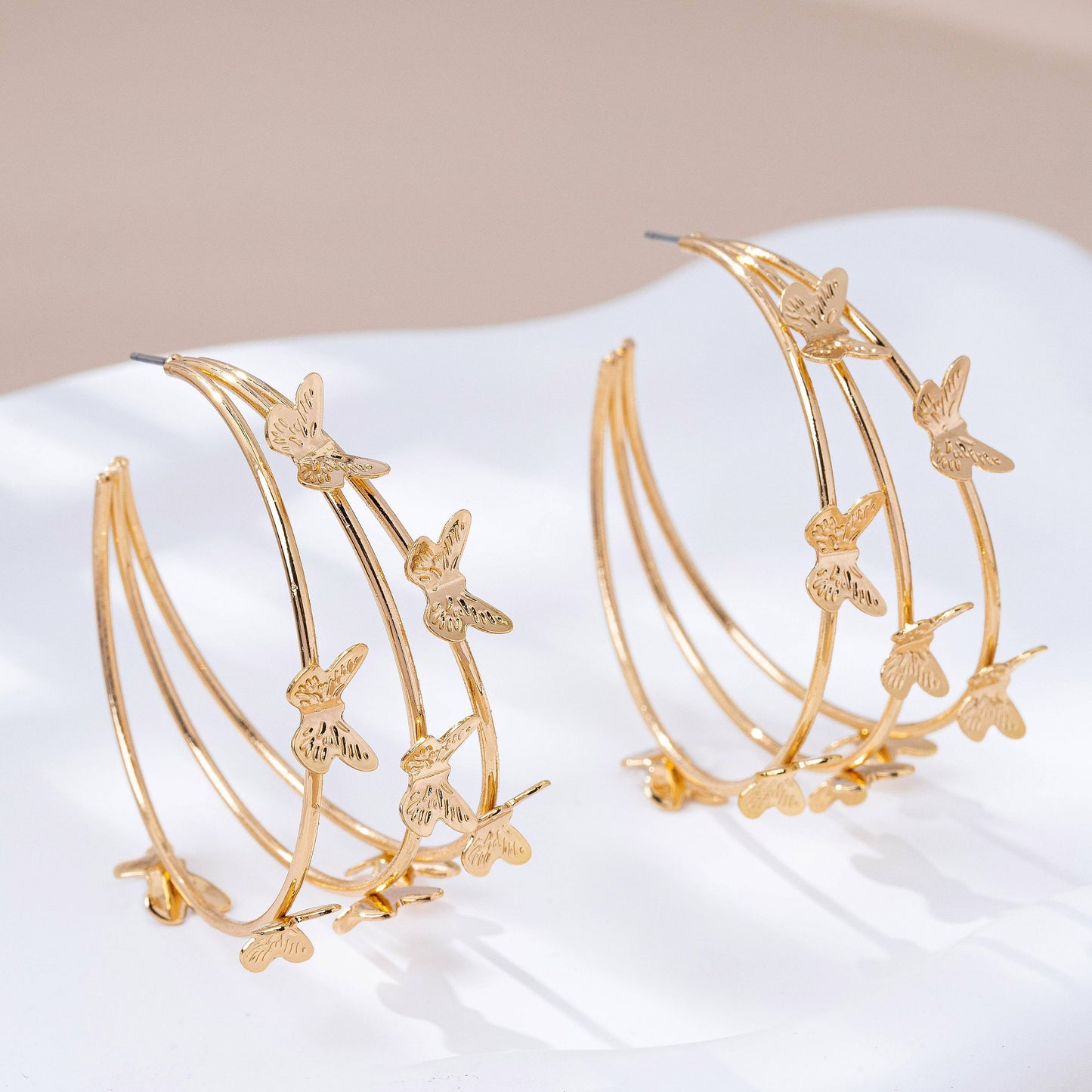Triple Butterfly Hoop Earrings