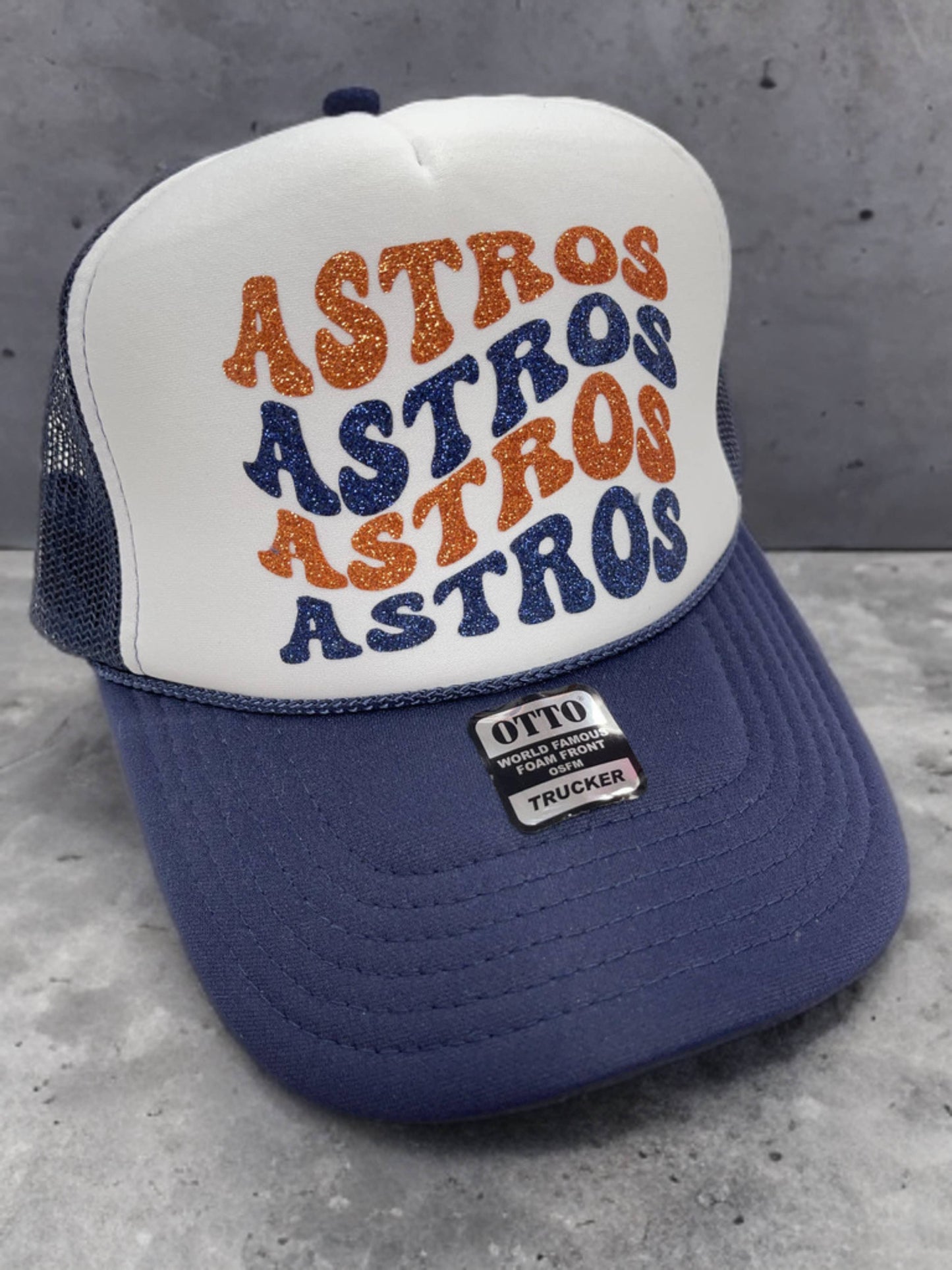 Astro Glitter Stacked Trucker Vinyl Hat