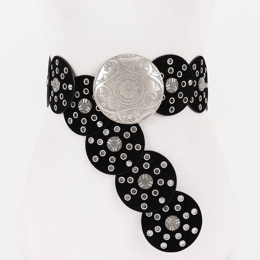 Faux Leather Disc Belt