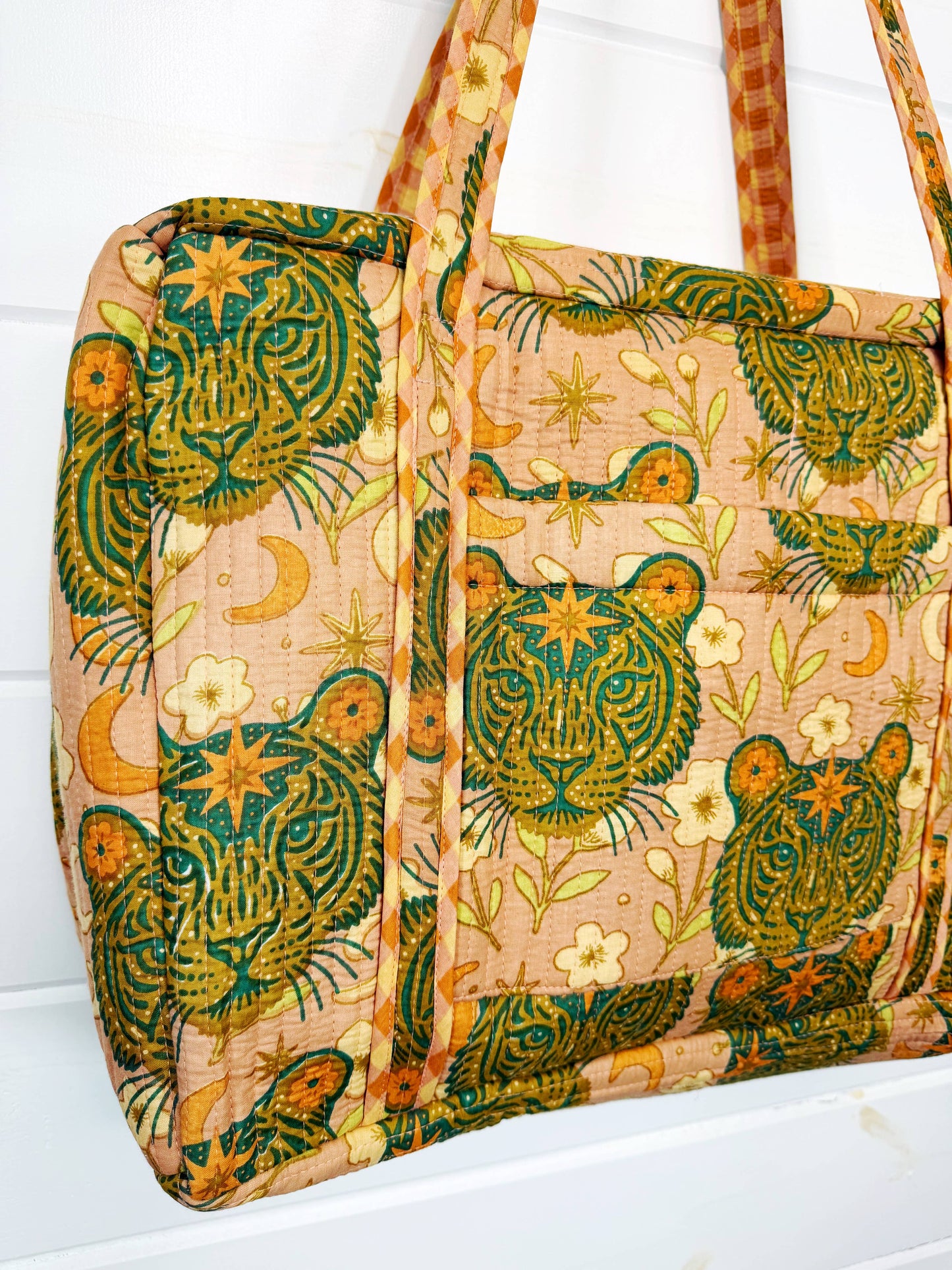 Sandstone Celestial Tiger Quilted Weekender Duffle Bag