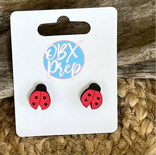 Ladybug Hand-Painted Wood Earrings