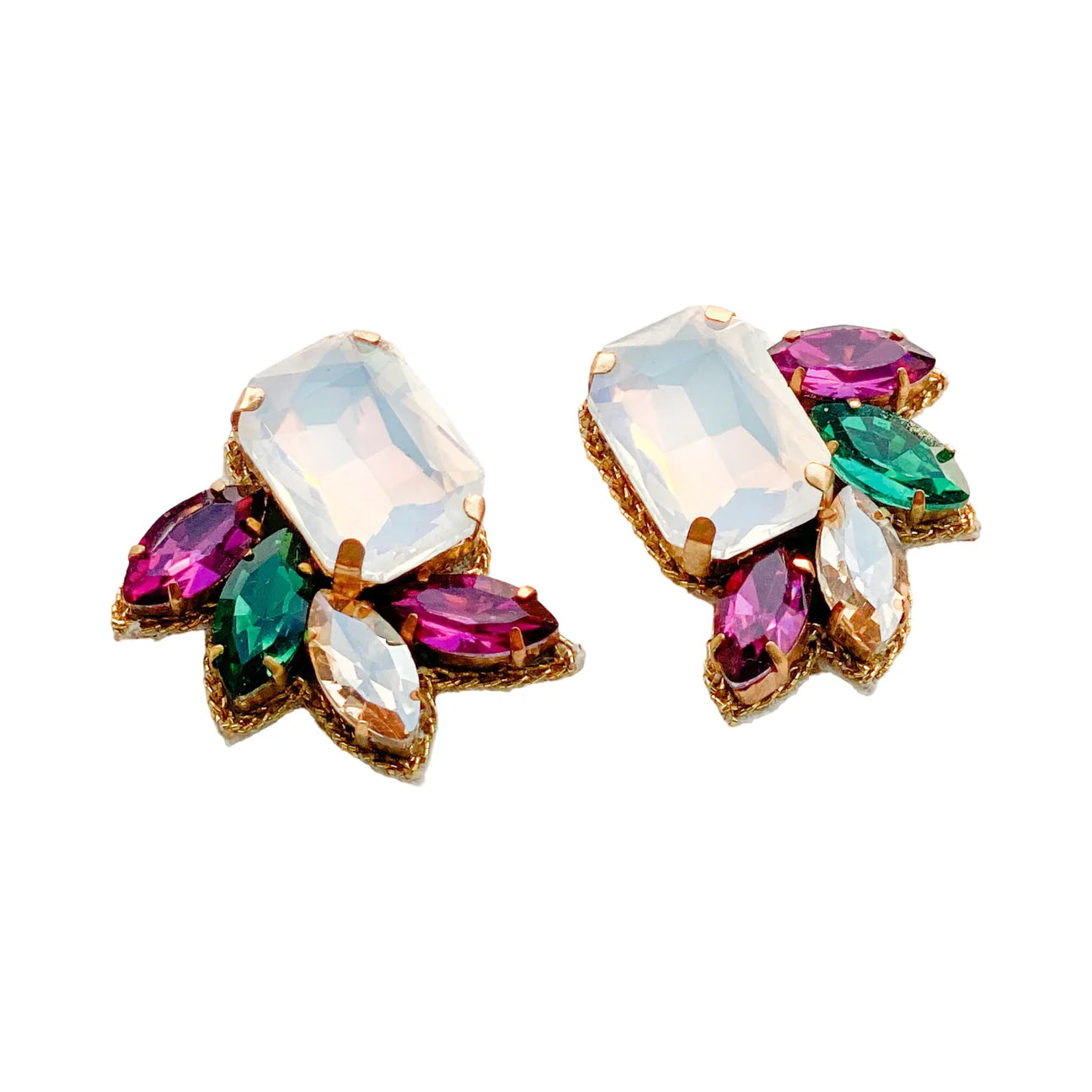 Jade Stud Mardi Gras Earrings