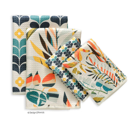 Colorful Leaves All Purpose Microfiber Towels, Set of 4