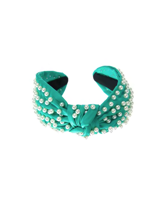 Turquoise Leather Pearl Headband