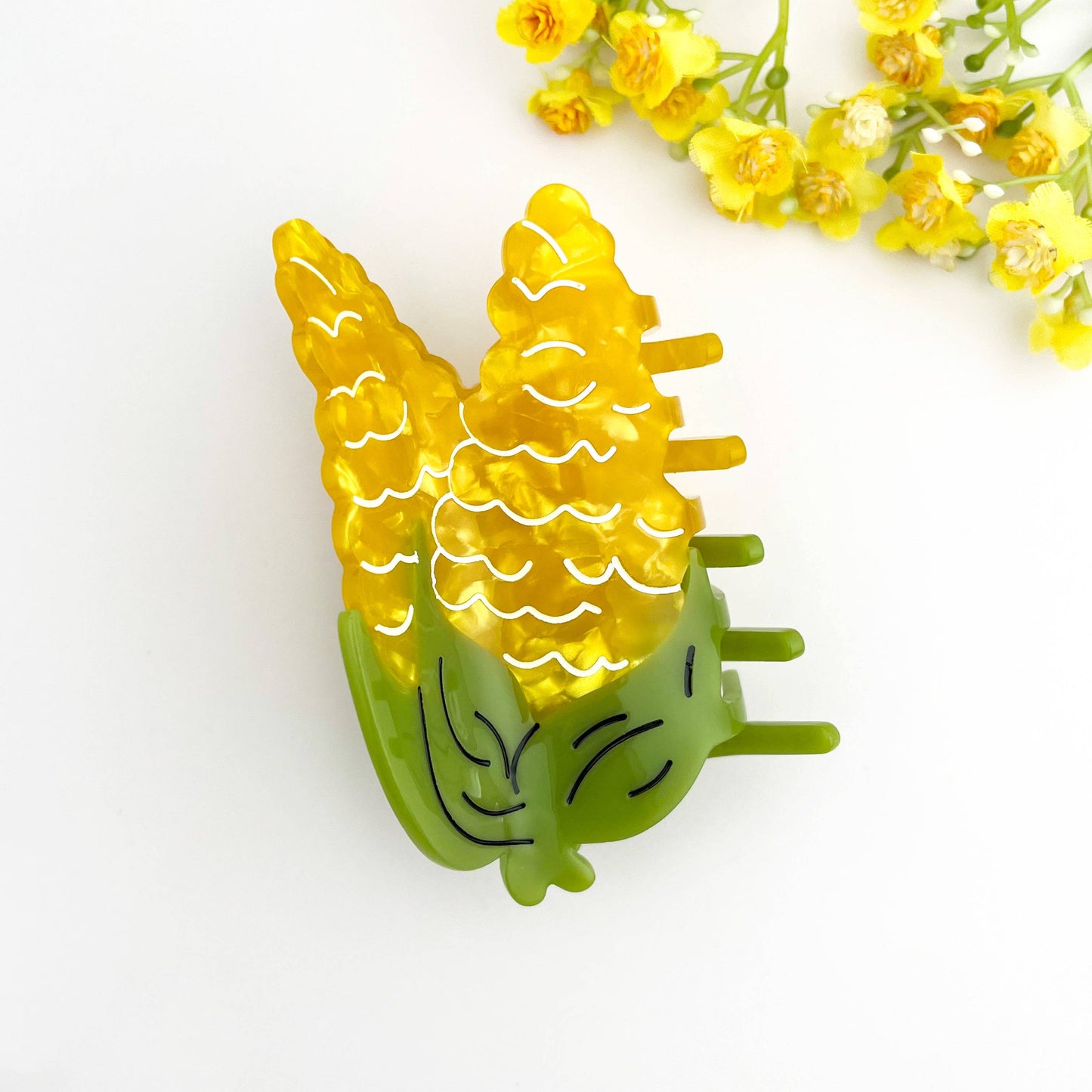 🌽 Corn Hair Claw – Whimsical Acetate Vegetable Clip