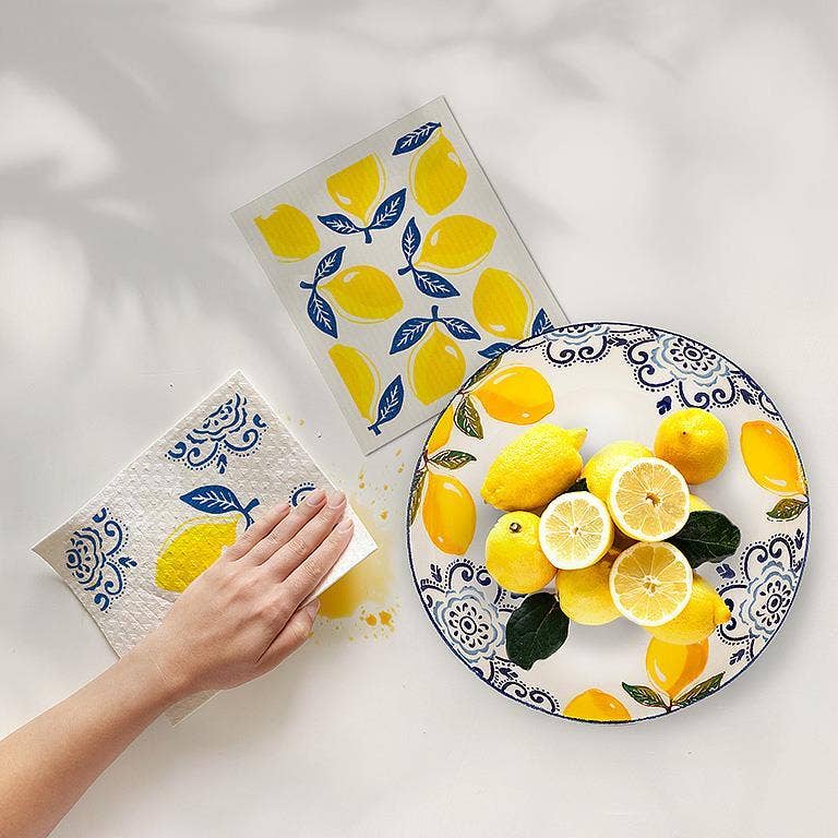 S/2 Sorrento Lemon Dishcloths