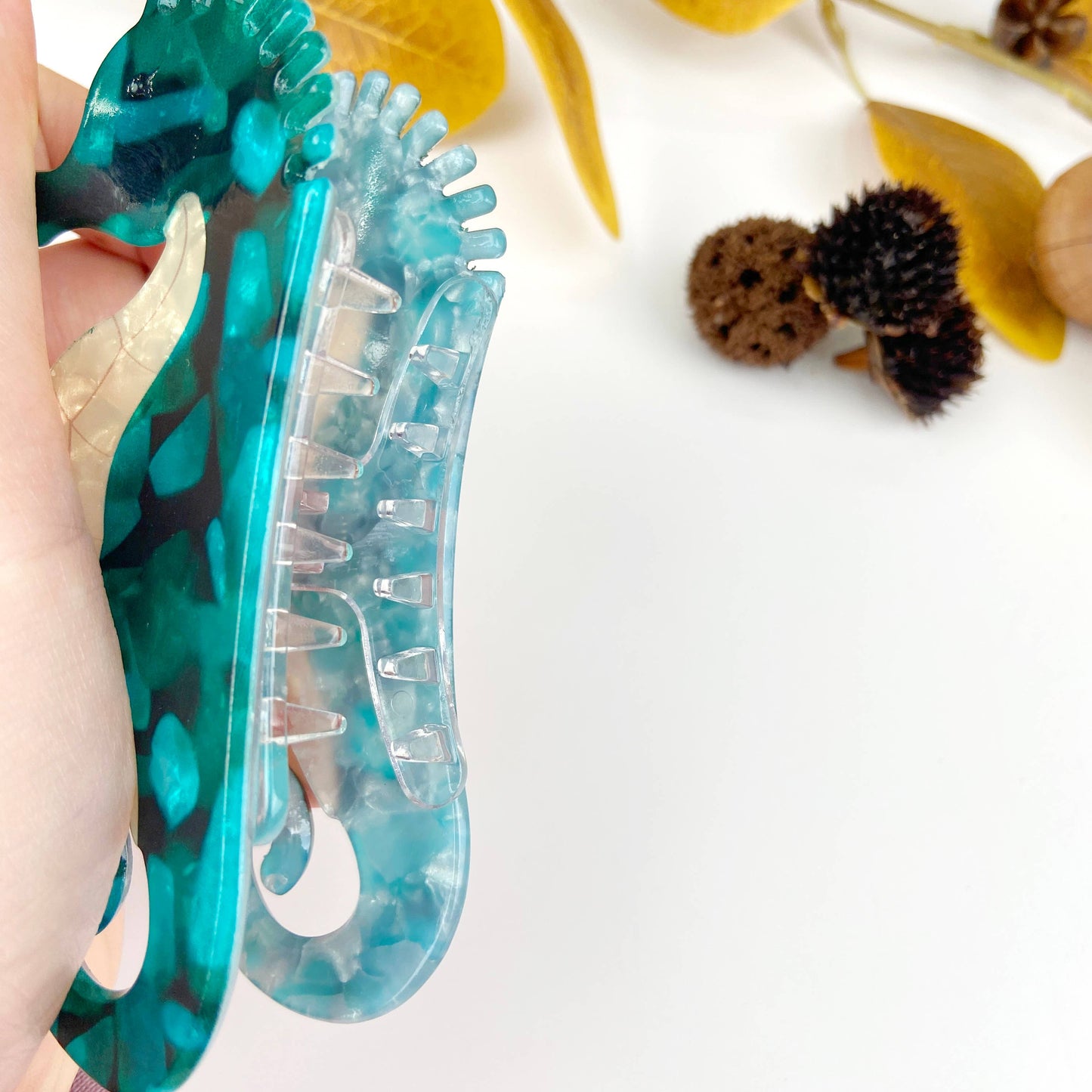 Green Seahorse Hair Claw Clip