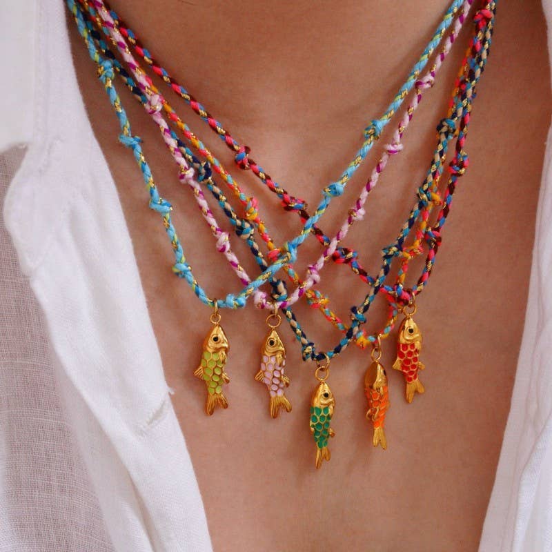 18K STAINLESS STEEL CORDED CHARM NECKLACE