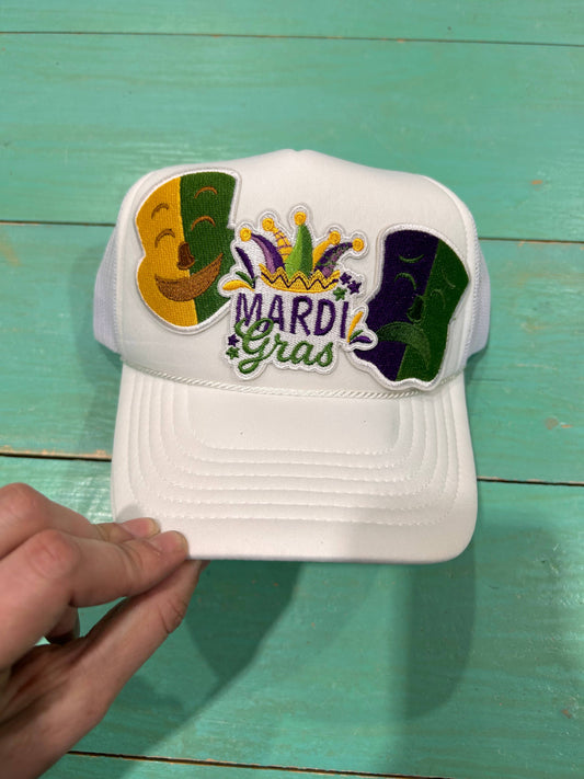 Mardi Gras Trucker Hat | Cajun | Fluer De Lis | Mask