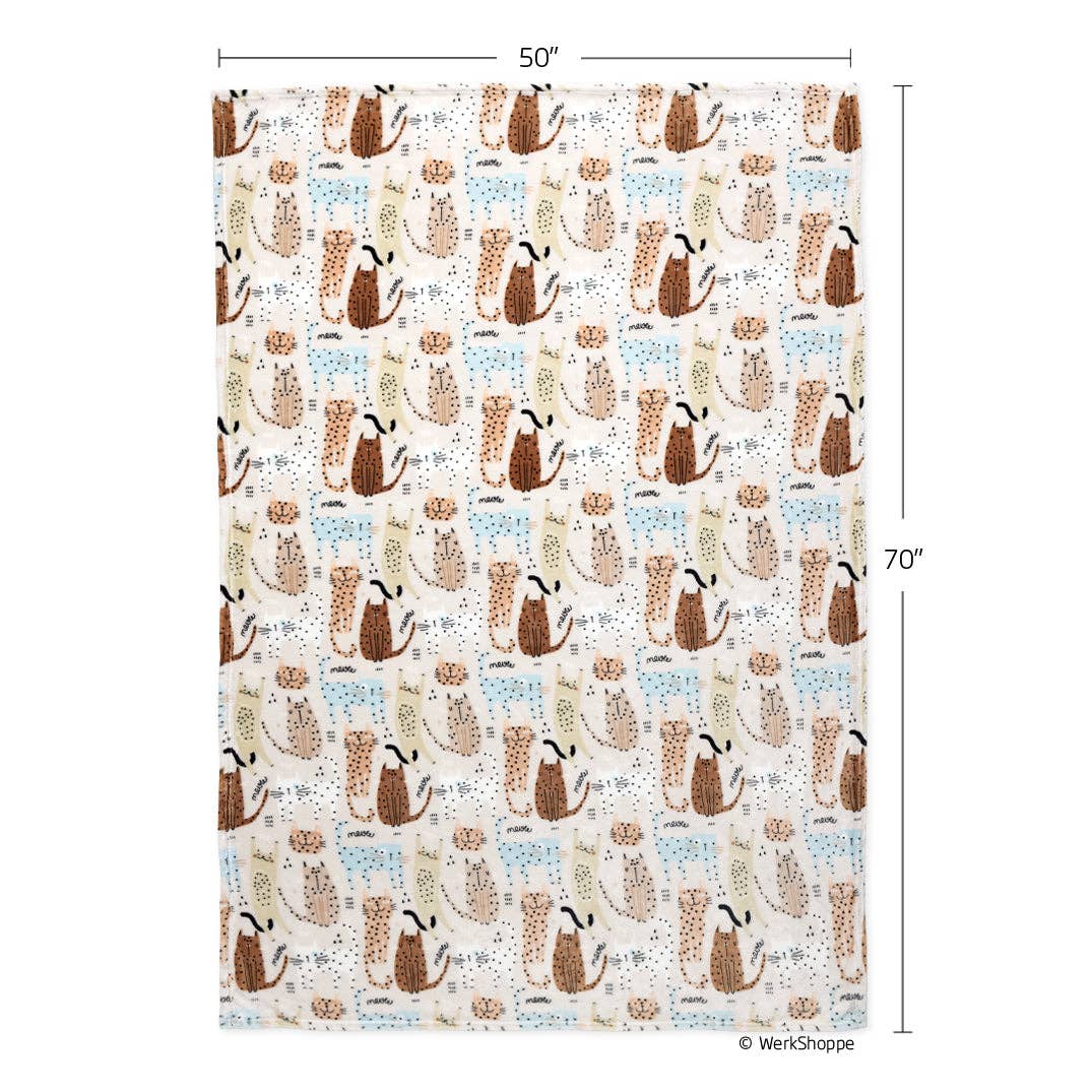 Cats Meow Pet Fleece Blanket, Cat Friendly Throw