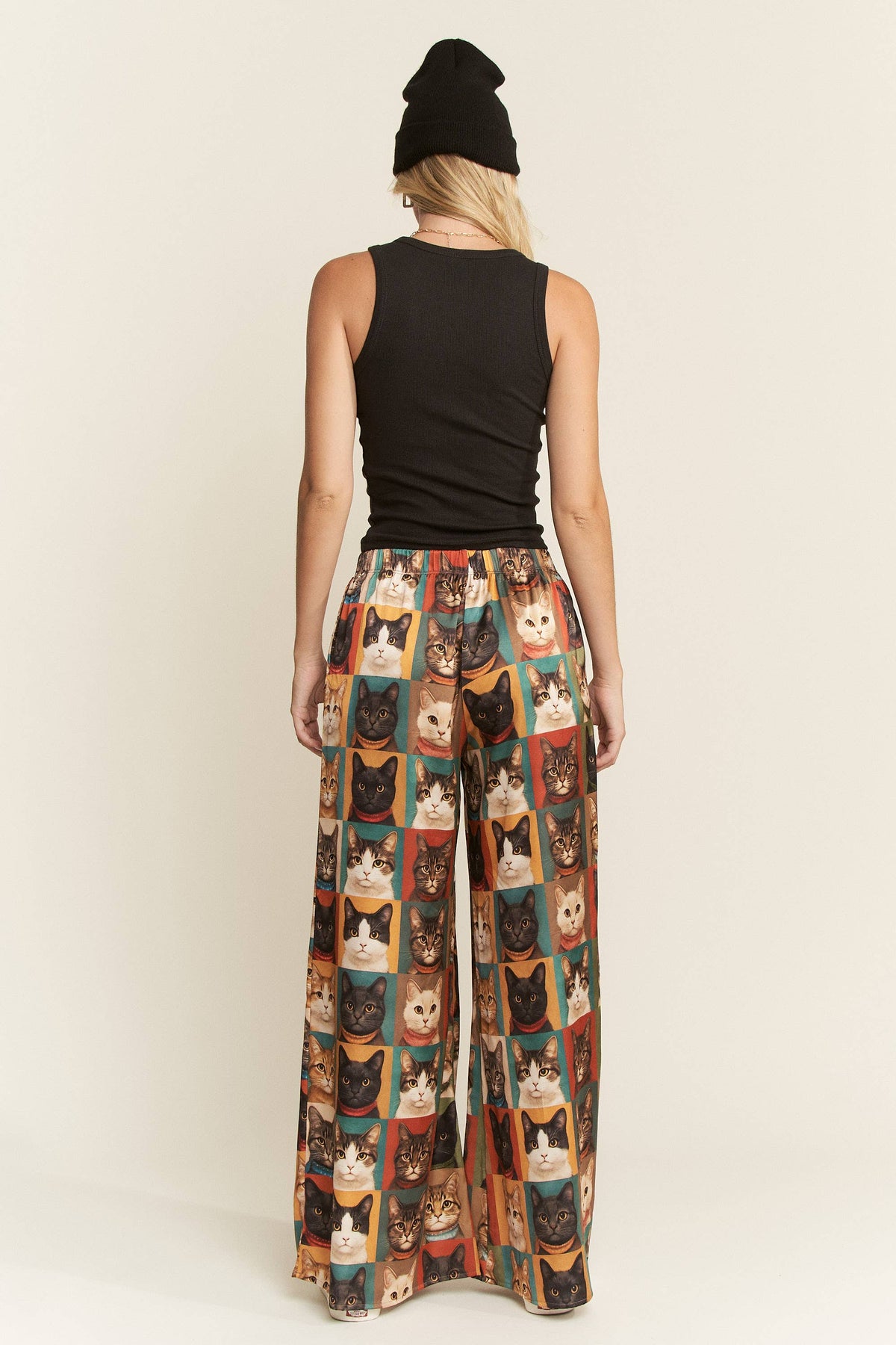 CAT PORTRAIT WIDE LEG PANTS