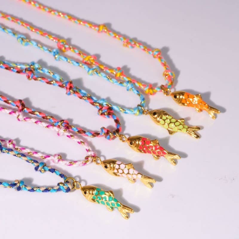 18K STAINLESS STEEL CORDED CHARM NECKLACE