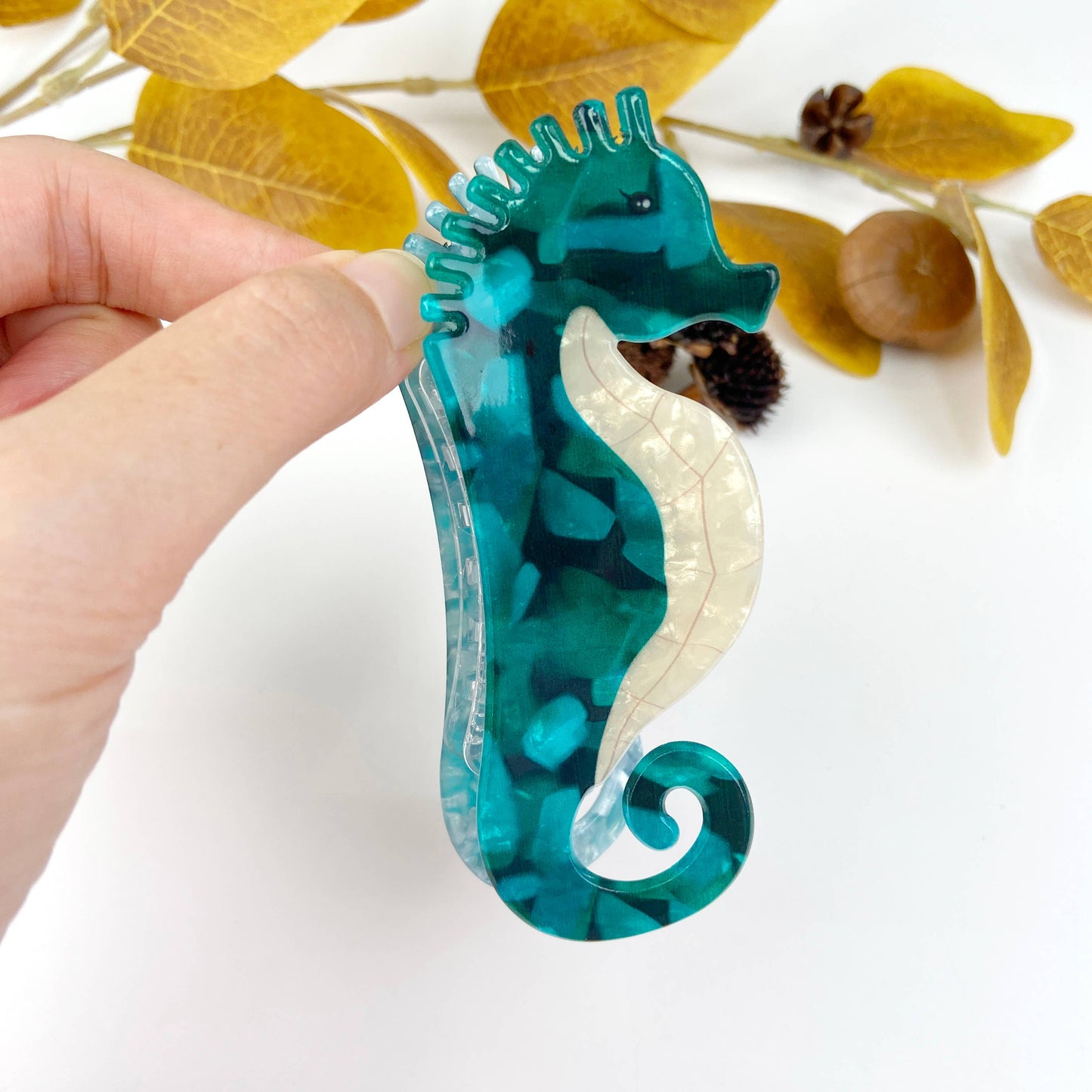 Green Seahorse Hair Claw Clip