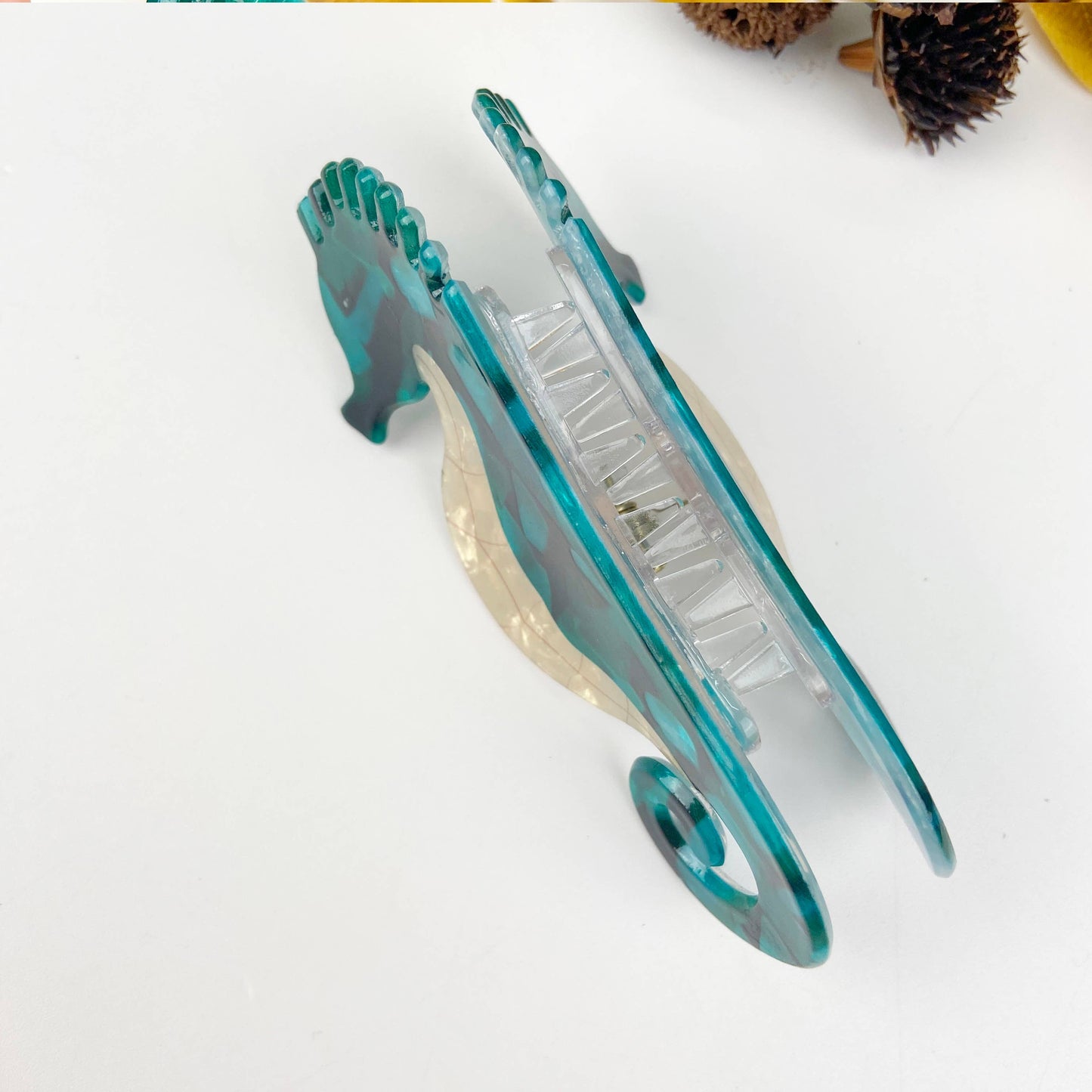 Green Seahorse Hair Claw Clip