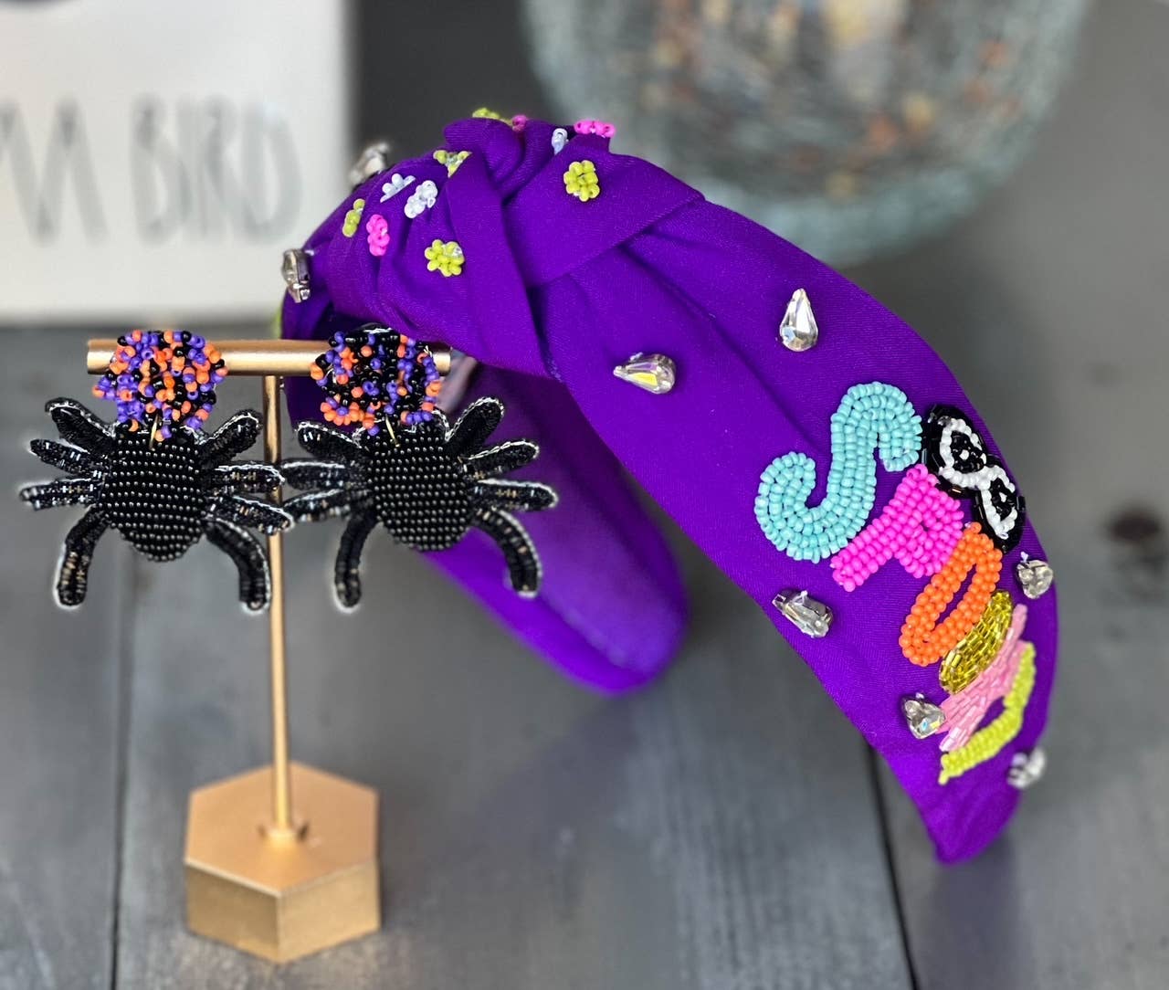 Spooky Rhinestone Halloween Beaded Handmade Headband