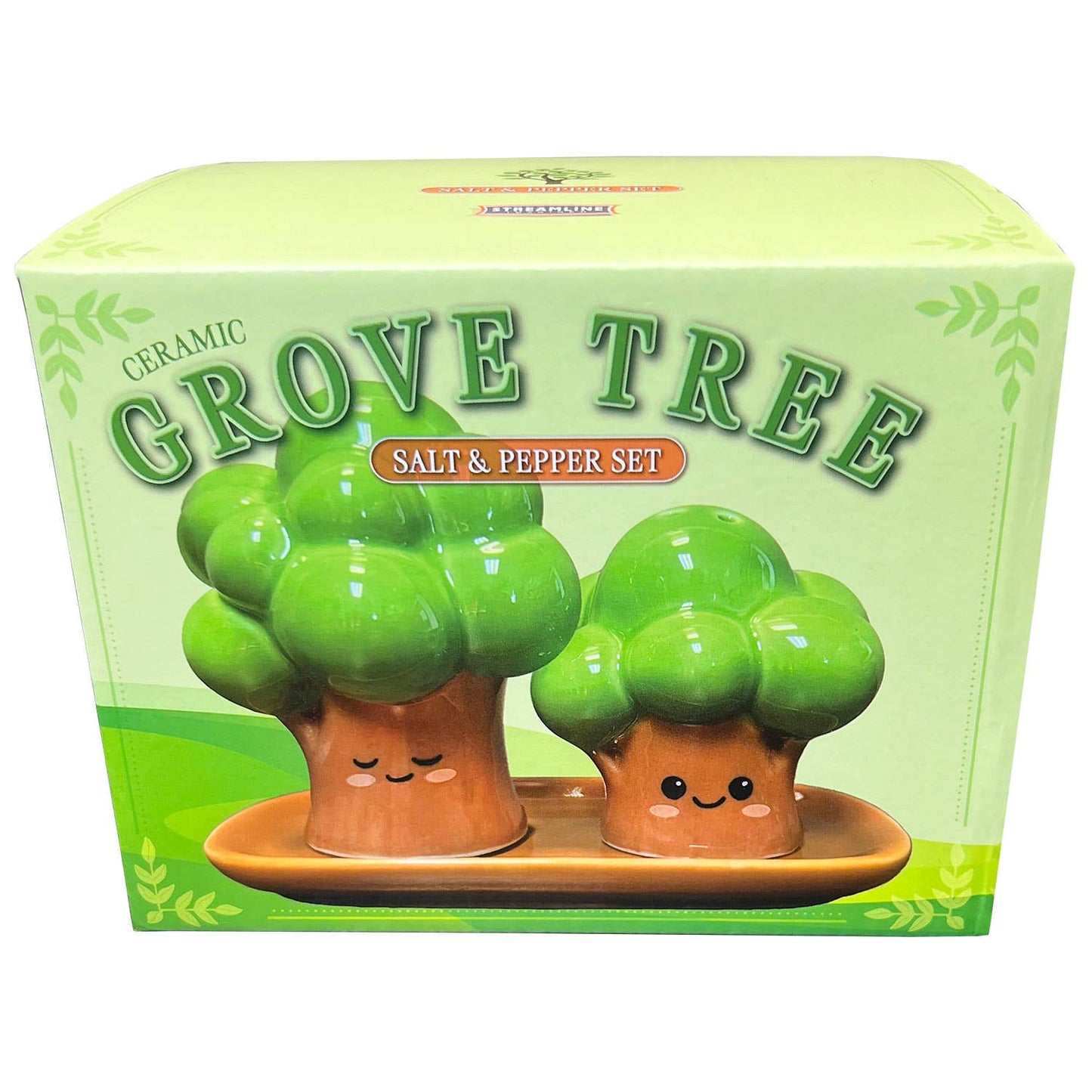 Grove Trees Salt & Pepper Set W/ Plate